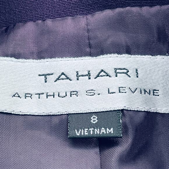 TAHARI ASL Purple Shawl Collar Locket Fasteners Classic Cropped Blazer Jacket 8 - Picture 9 of 13